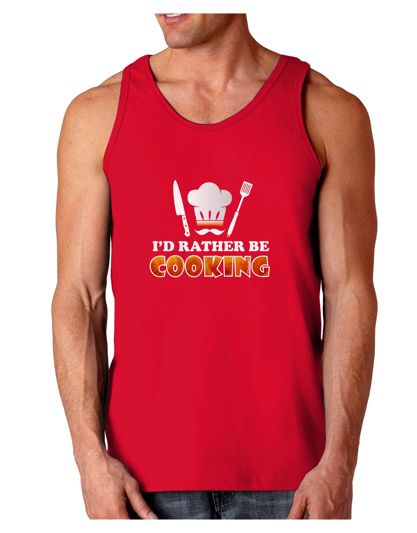 I'd Rather Be Cooking Dark Loose Tank Top-Mens Loose Tank Top-TooLoud-Red-Small-Davson Sales