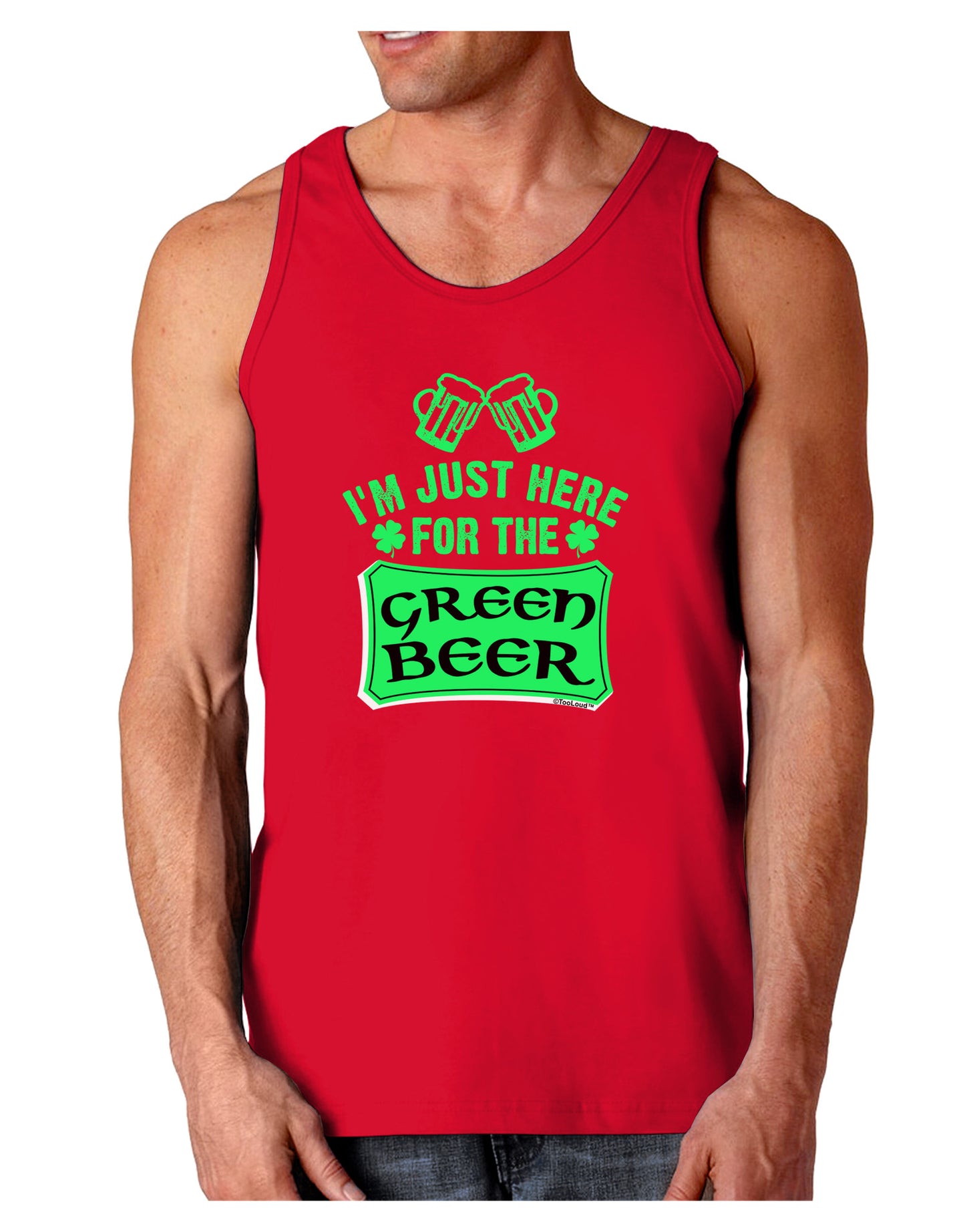 Just Here For The Green Beer Dark Loose Tank Top-Mens Loose Tank Top-TooLoud-Red-Small-Davson Sales