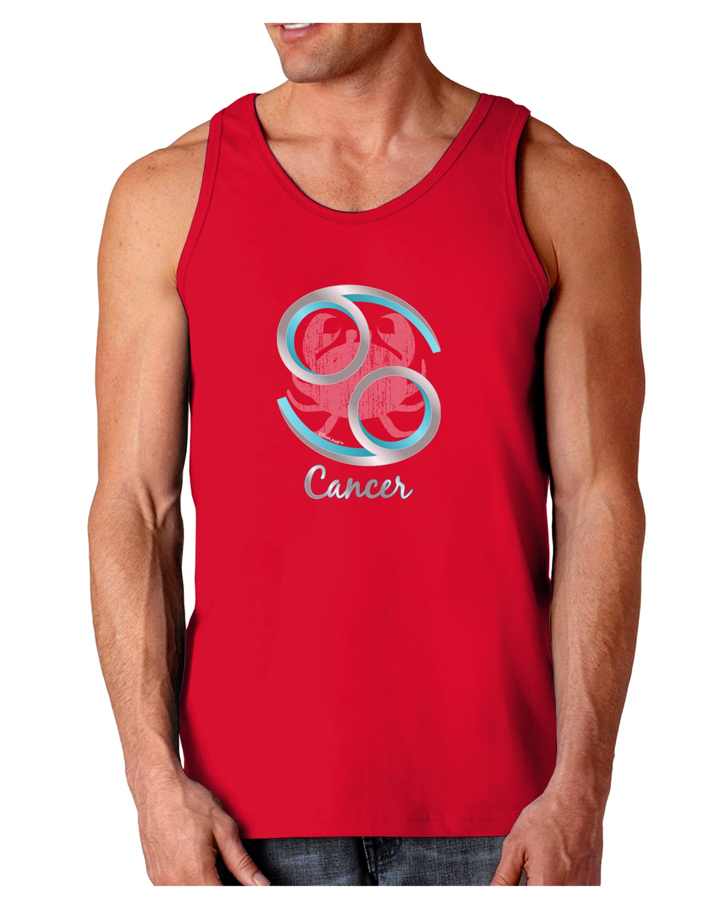 Cancer Symbol Dark Loose Tank Top-Mens Loose Tank Top-TooLoud-Red-Small-Davson Sales