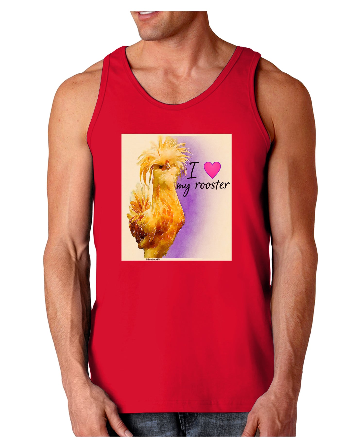 I Heart My Rooster Dark Loose Tank Top-Mens Loose Tank Top-TooLoud-Red-Small-Davson Sales