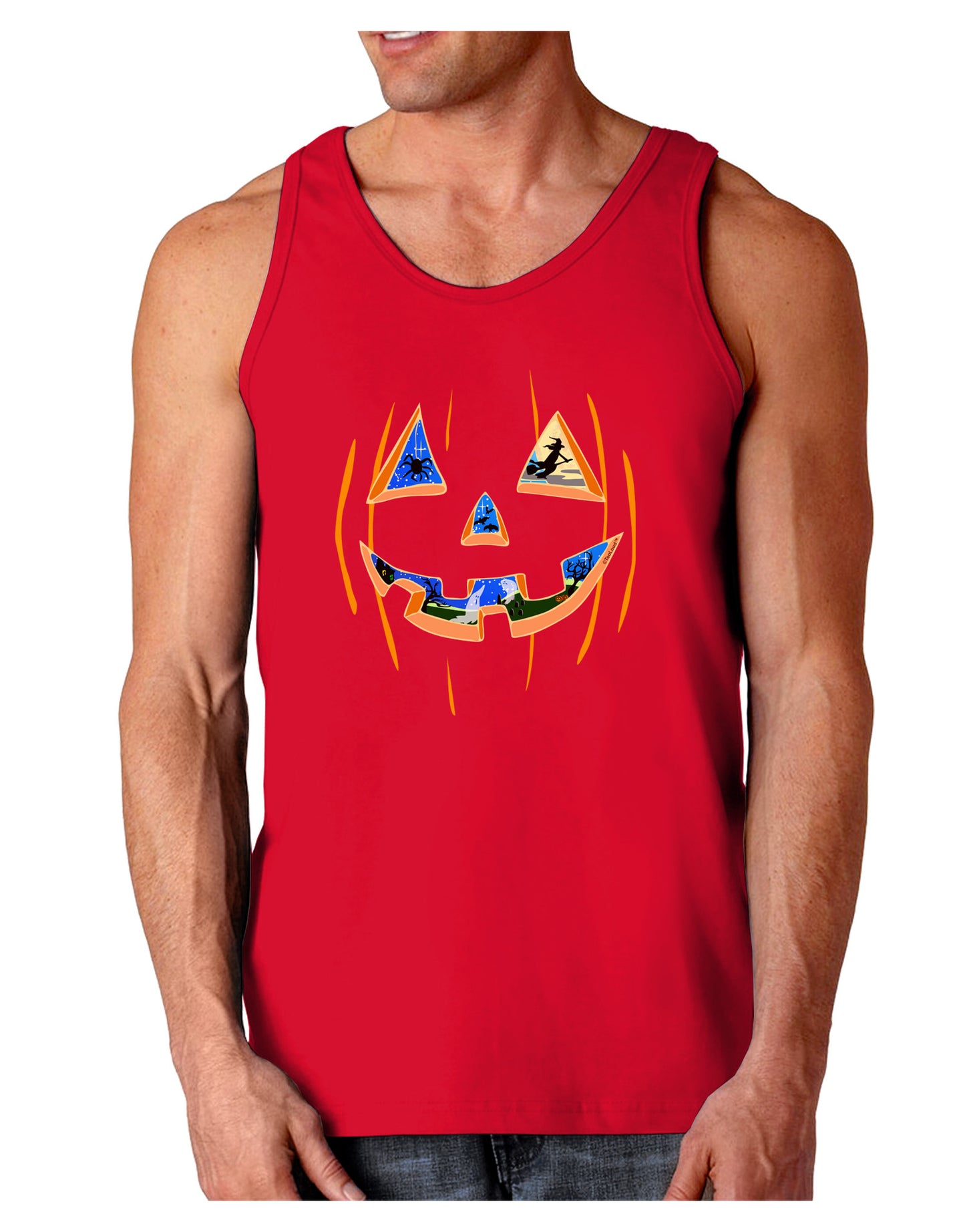 Jack O Lanterns Point of View Pumpkin Dark Loose Tank Top-Mens Loose Tank Top-TooLoud-Red-Small-Davson Sales