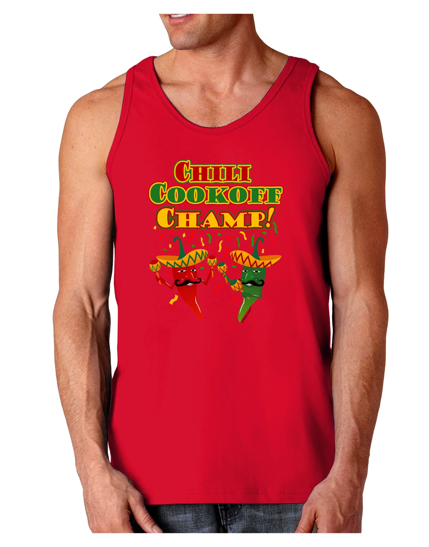 Chili Cookoff Champ! Chile Peppers Dark Loose Tank Top-Mens Loose Tank Top-TooLoud-Red-Small-Davson Sales
