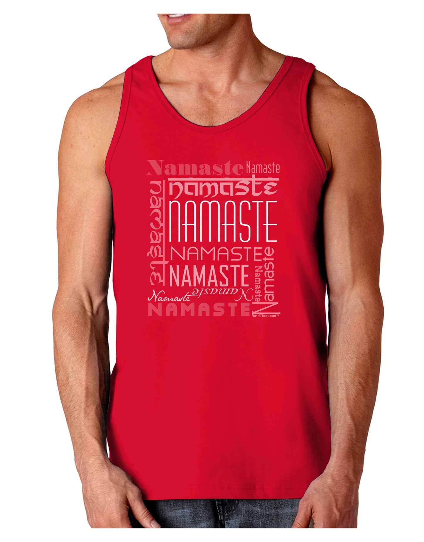 Namaste Rectangle Dark Loose Tank Top-Mens Loose Tank Top-TooLoud-Red-Small-Davson Sales