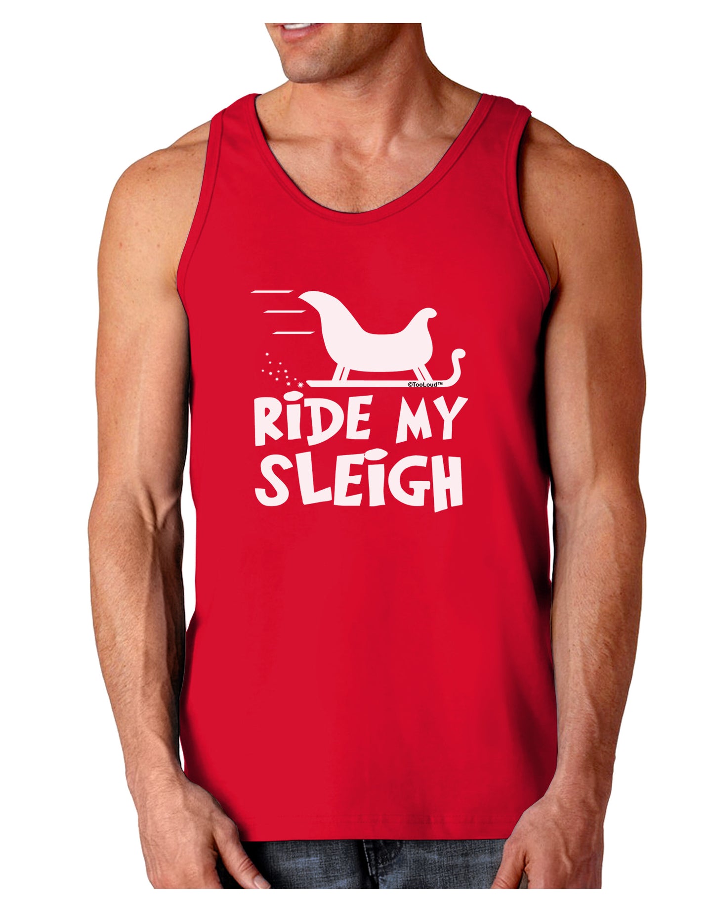 Ride My Sleigh BnW Dark Loose Tank Top-Mens Loose Tank Top-TooLoud-Red-Small-Davson Sales