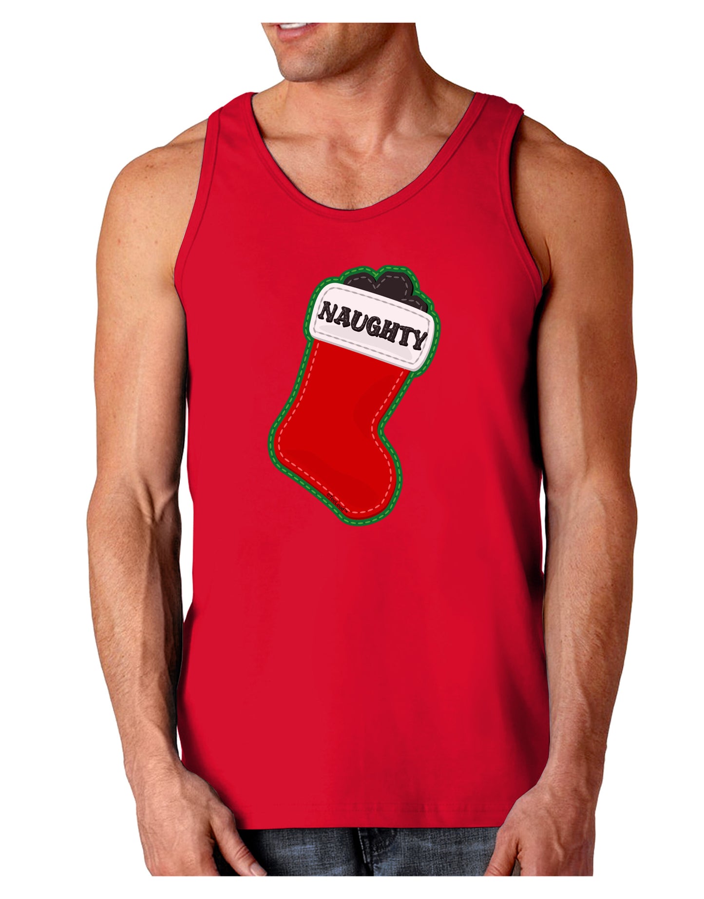 Naughty Coal Cute Christmas Stocking Dark Loose Tank Top-Mens Loose Tank Top-TooLoud-Red-Small-Davson Sales
