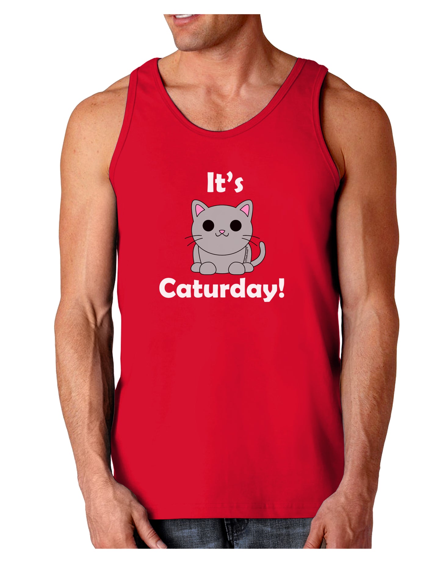It's Caturday Cute Cat Design Dark Loose Tank Top by TooLoud-Mens Loose Tank Top-TooLoud-Red-Small-Davson Sales