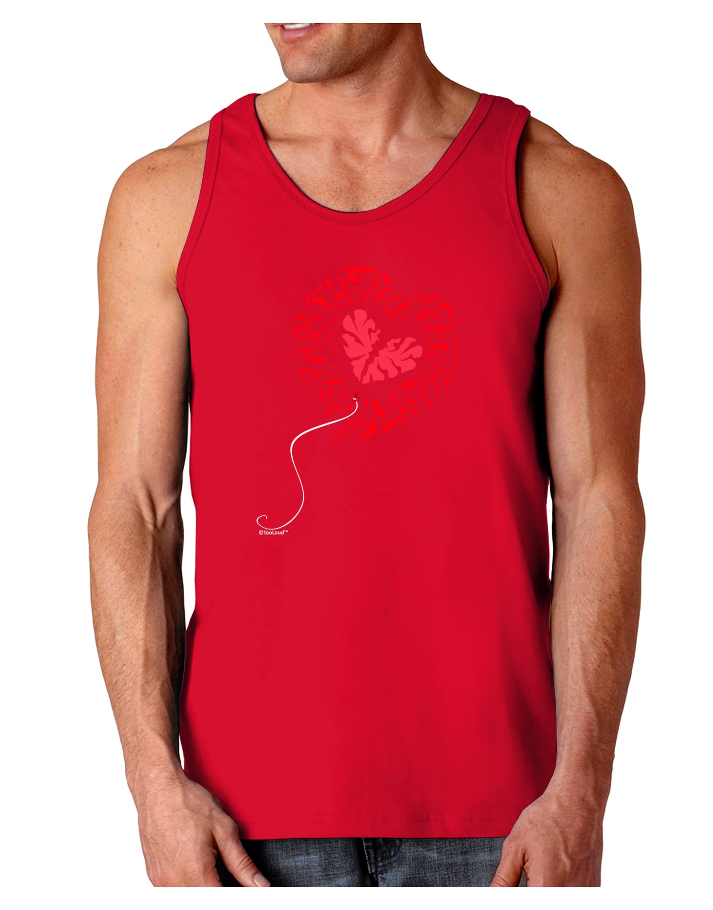 Broken Heart Popped Red Heart Balloon Dark Loose Tank Top-Mens Loose Tank Top-TooLoud-Red-Small-Davson Sales