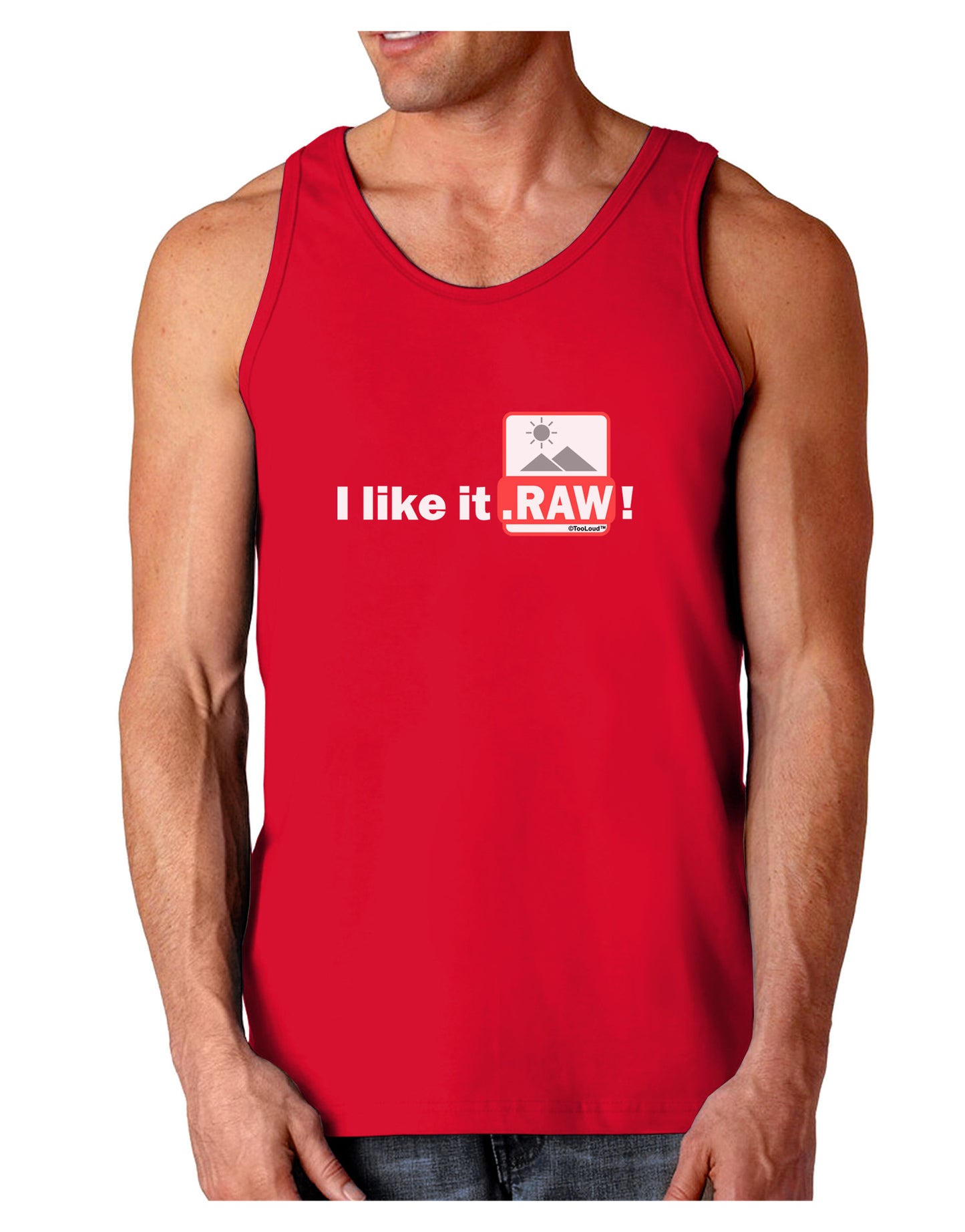 I Like It RAW Dark Loose Tank Top-Mens Loose Tank Top-TooLoud-Red-Small-Davson Sales