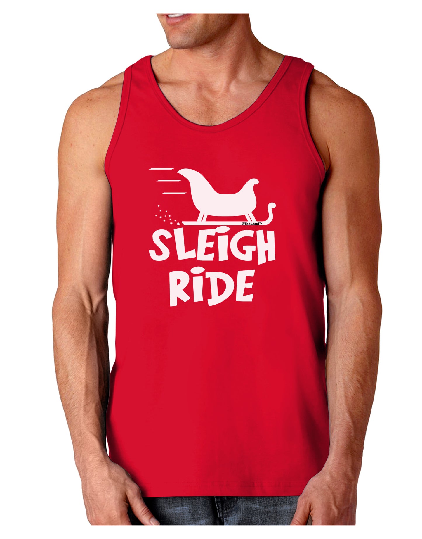 Sleigh Ride BnW Dark Loose Tank Top-Mens Loose Tank Top-TooLoud-Red-Small-Davson Sales