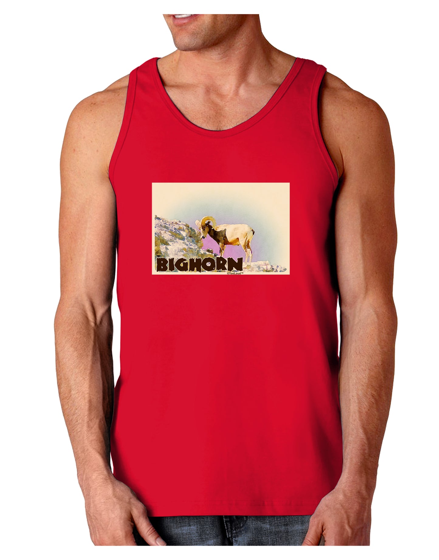 Bighorn Ram WatercolorText Dark Loose Tank Top-Mens Loose Tank Top-TooLoud-Red-Small-Davson Sales