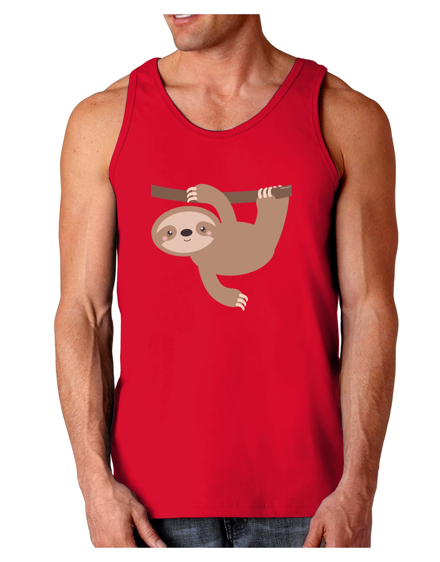 Cute Hanging Sloth Dark Loose Tank Top-Mens Loose Tank Top-TooLoud-Red-Small-Davson Sales