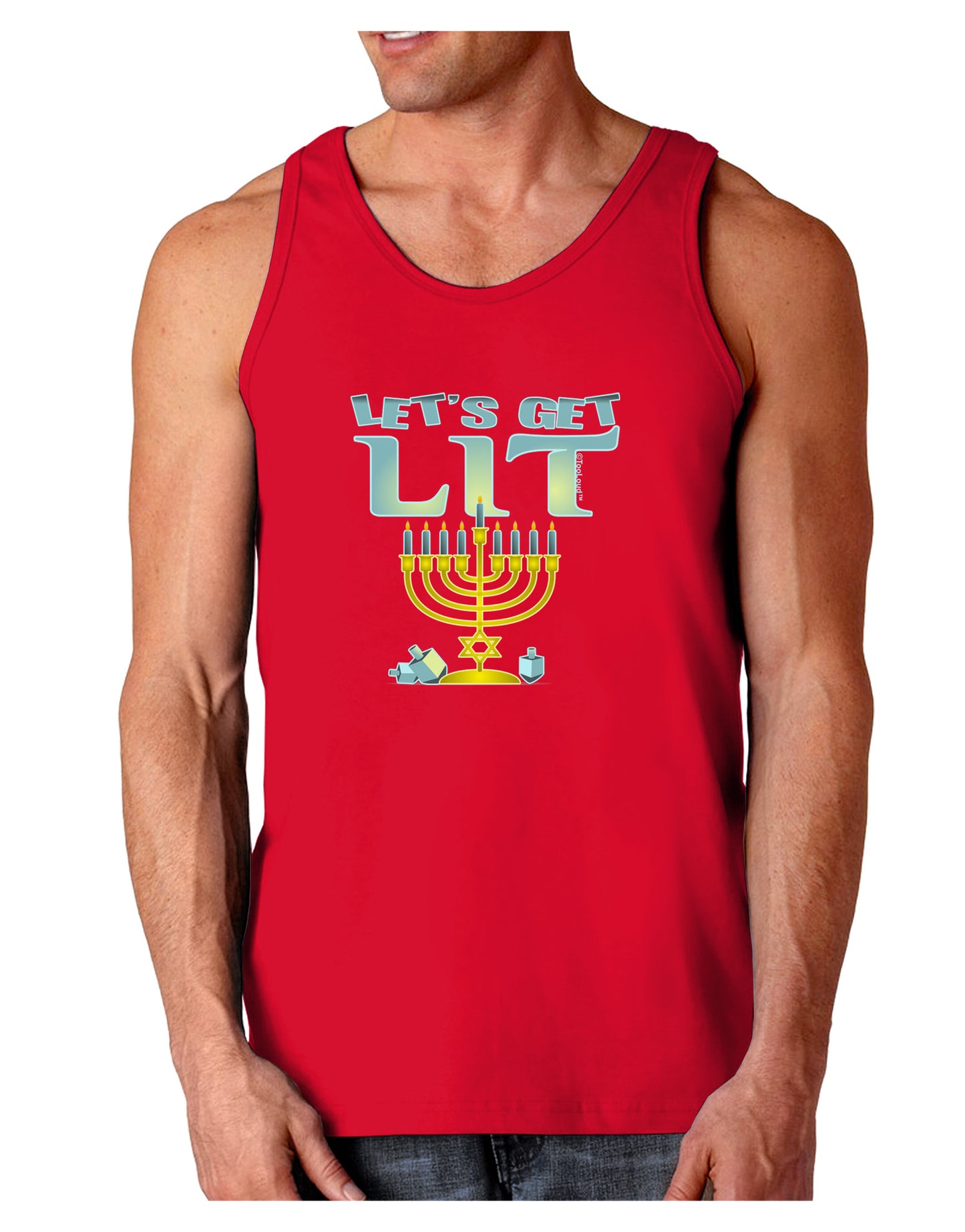 Let's Get Lit Menorah Dark Loose Tank Top-Mens Loose Tank Top-TooLoud-Red-Small-Davson Sales