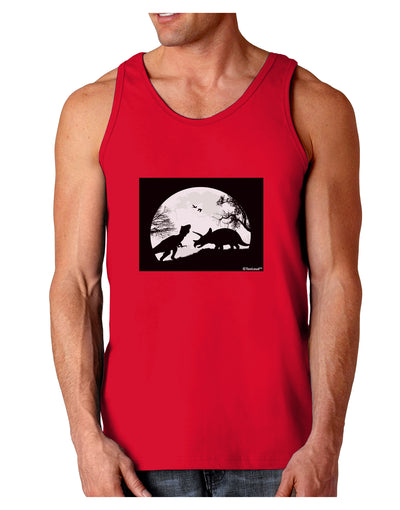 T-Rex and Triceratops Silhouettes Design Dark Loose Tank Top by TooLoud-Mens Loose Tank Top-TooLoud-Red-Small-Davson Sales