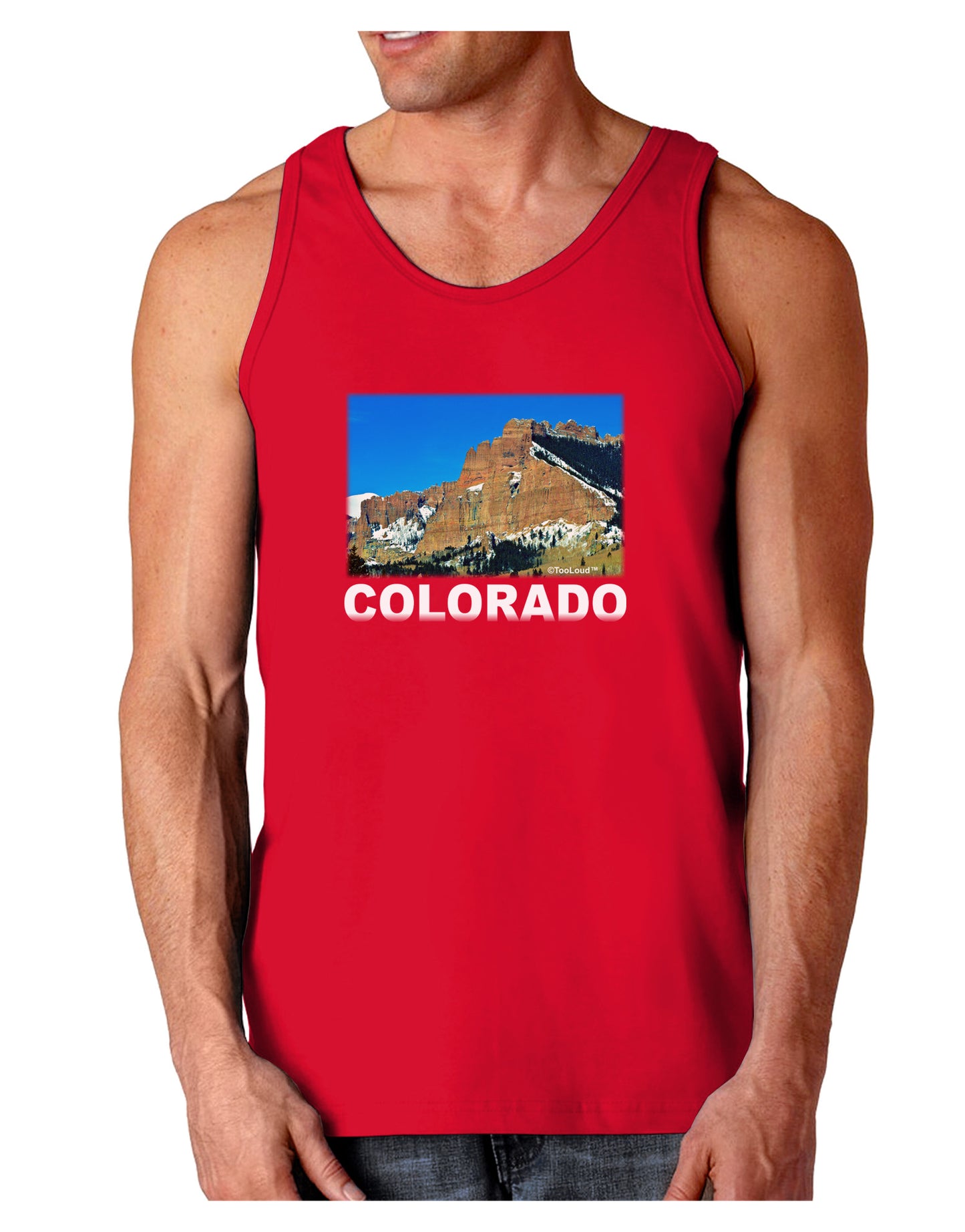 Colorado Snowy Mountains Text Dark Loose Tank Top-Mens Loose Tank Top-TooLoud-Red-Small-Davson Sales