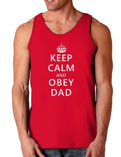 Keep Calm and Obey Dad Dark Loose Tank Top-Mens Loose Tank Top-TooLoud-Red-Small-Davson Sales