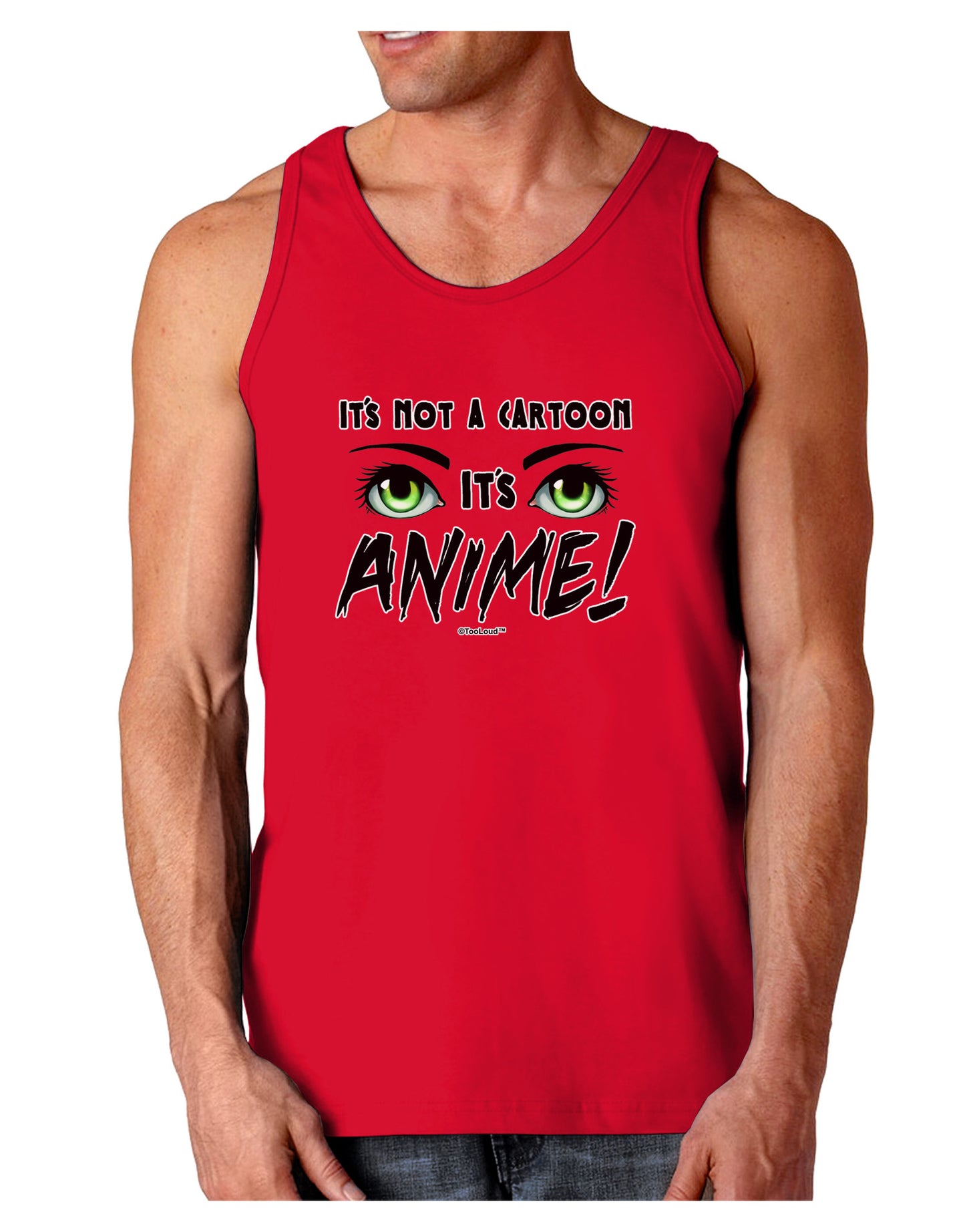 Not A Cartoon Eyes Green Dark Loose Tank Top-Mens Loose Tank Top-TooLoud-Red-Small-Davson Sales