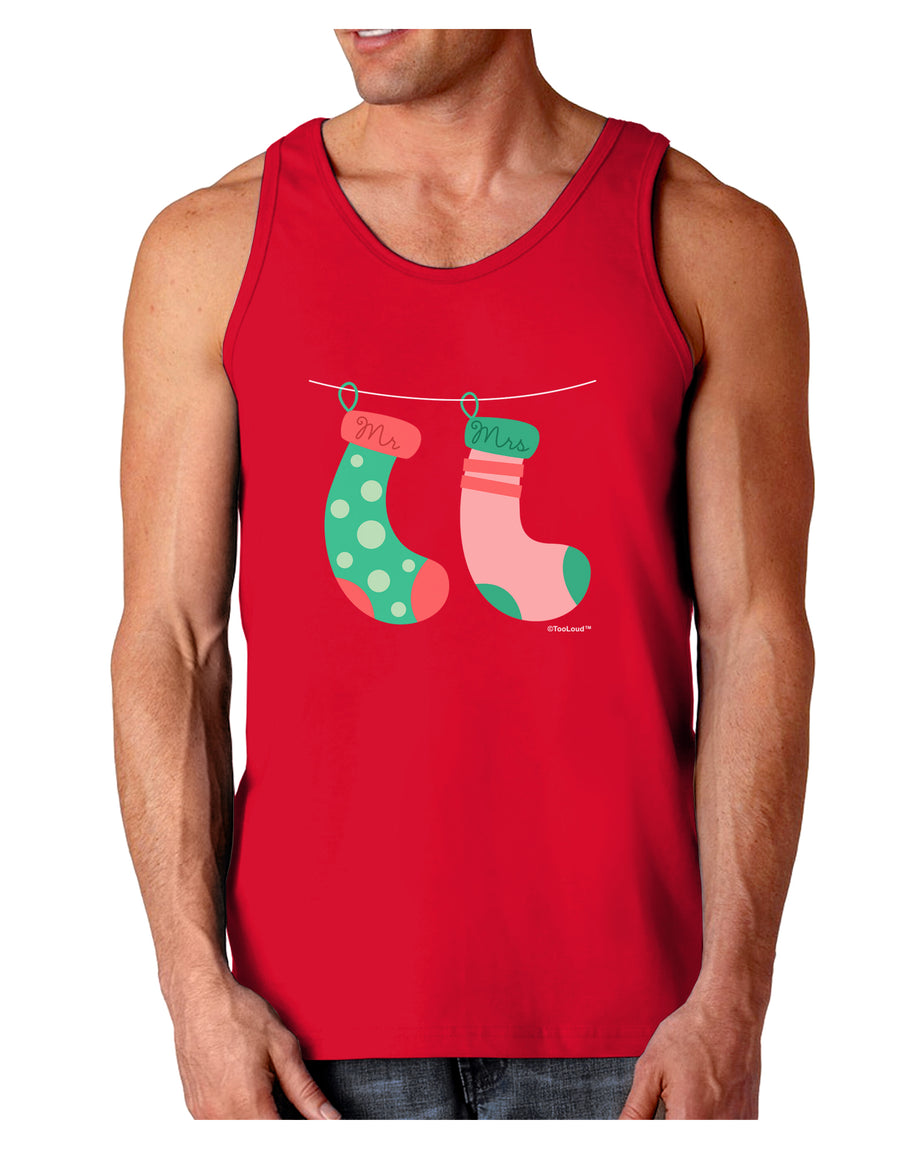 Cute Mr and Mrs Christmas Couple Stockings Dark Loose Tank Top by TooLoud-Mens Loose Tank Top-TooLoud-Black-Small-Davson Sales