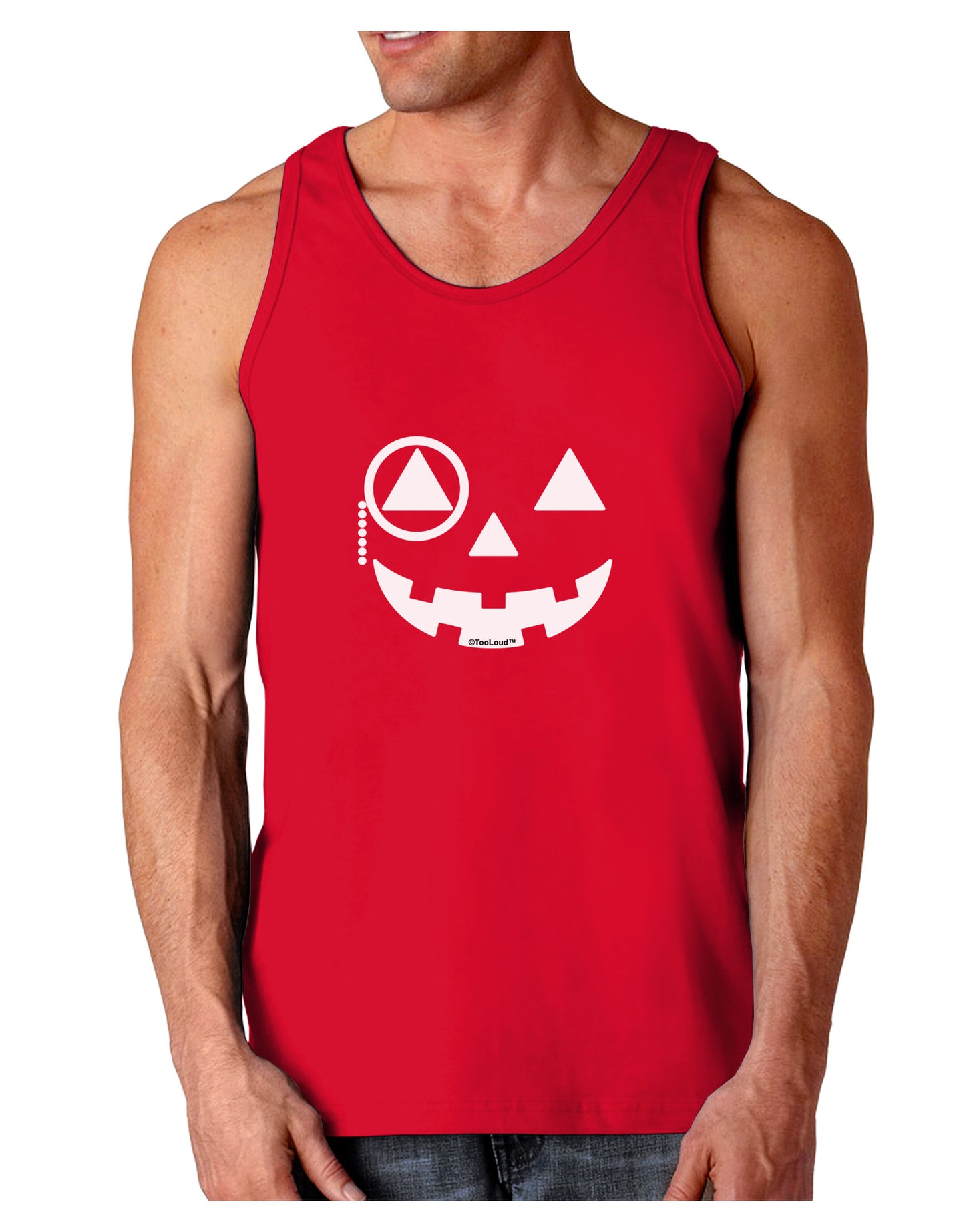 Monocle Jack-o-Lantern B-W Dark Loose Tank Top-Mens Loose Tank Top-TooLoud-Red-Small-Davson Sales
