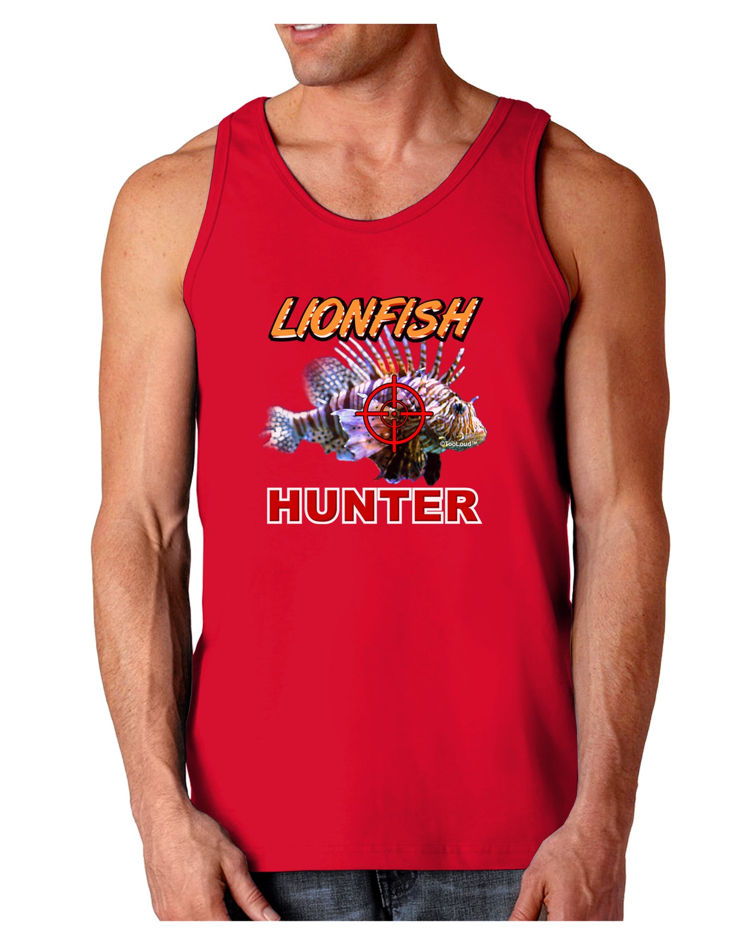 Lionfish Hunter Dark Loose Tank Top-Mens Loose Tank Top-TooLoud-Red-Small-Davson Sales