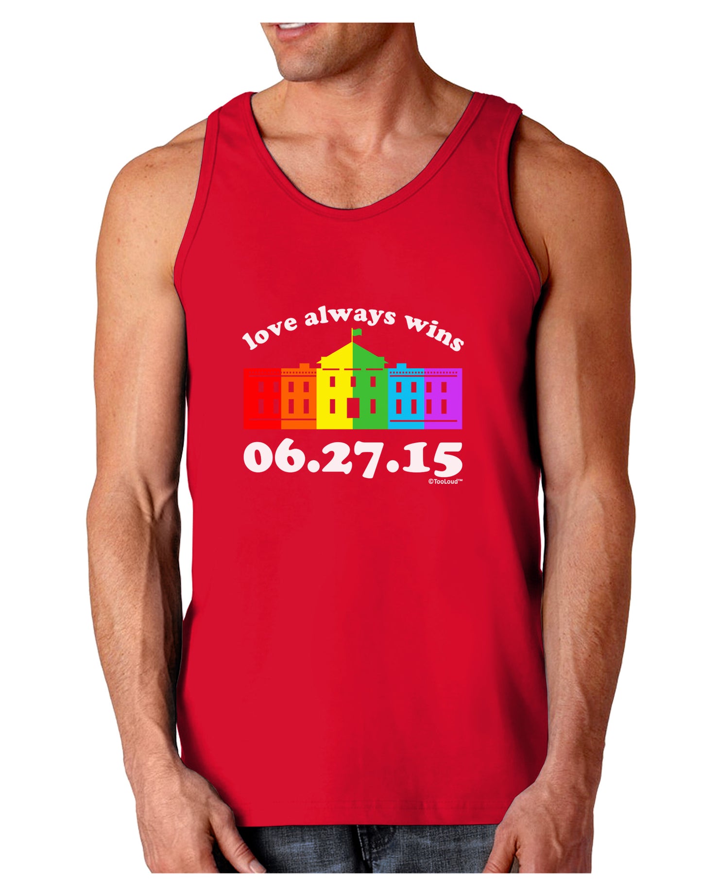 Love Always Wins with Date - Marriage Equality Dark Loose Tank Top-Mens Loose Tank Top-TooLoud-Red-Small-Davson Sales