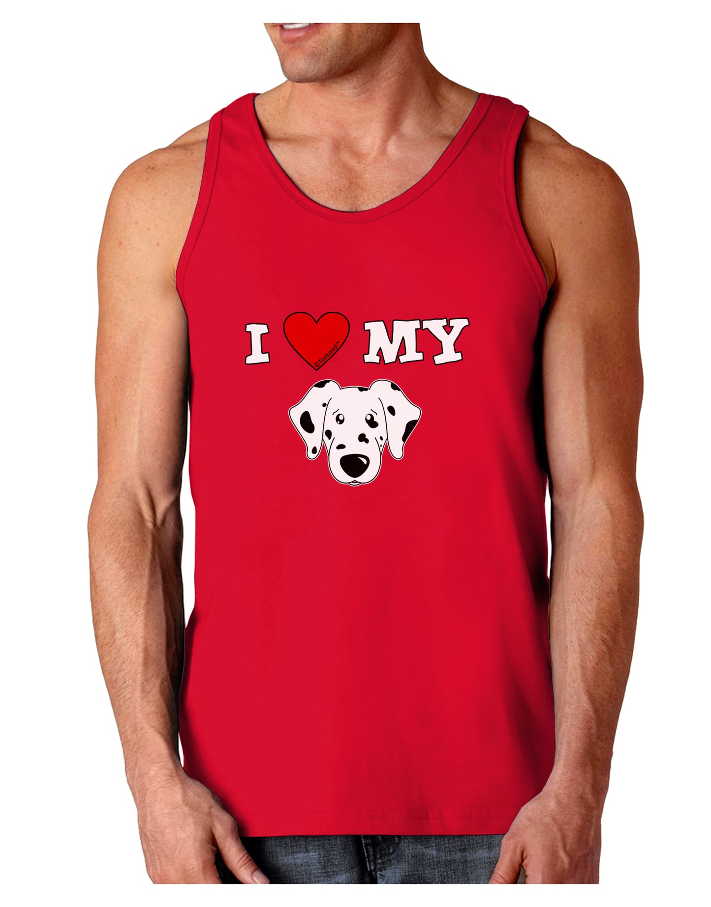 I Heart My - Cute Dalmatian Dog Dark Loose Tank Top by TooLoud-Mens Loose Tank Top-TooLoud-Red-Small-Davson Sales