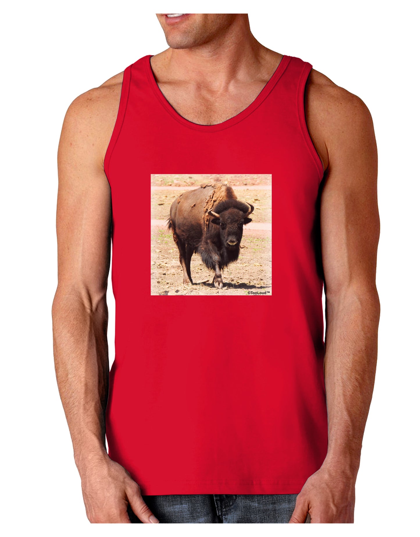 Strong Bison Dark Loose Tank Top-Mens Loose Tank Top-TooLoud-Red-Small-Davson Sales