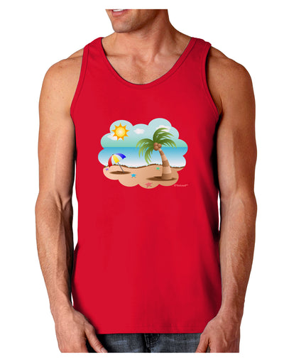 Fun Summer Beach Scene Dark Loose Tank Top by TooLoud-Mens Loose Tank Top-TooLoud-Red-Small-Davson Sales