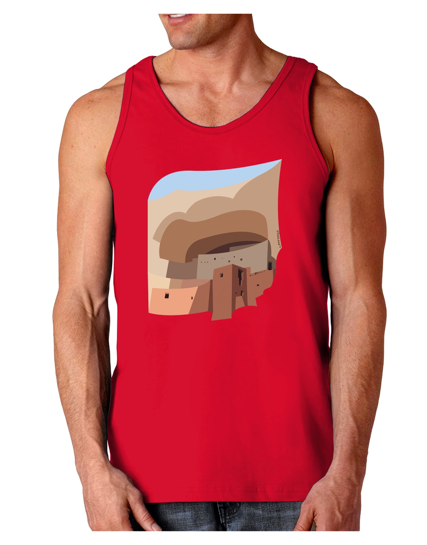 Montezuma Castle Artwork Dark Loose Tank Top-Mens Loose Tank Top-TooLoud-Red-Small-Davson Sales
