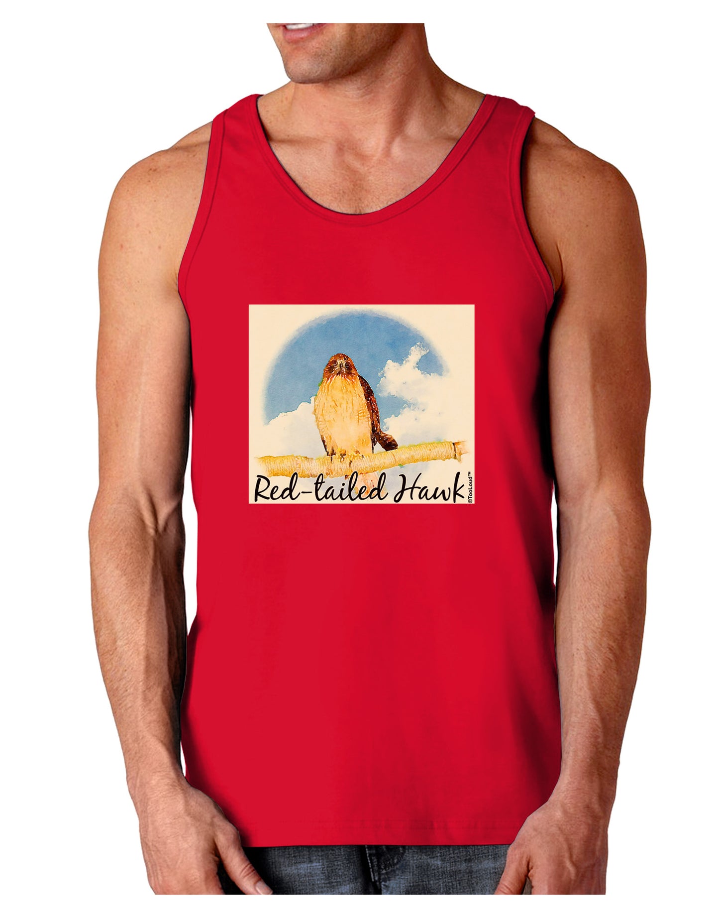 Red-tailed Hawk Text Dark Loose Tank Top-Mens Loose Tank Top-TooLoud-Red-Small-Davson Sales