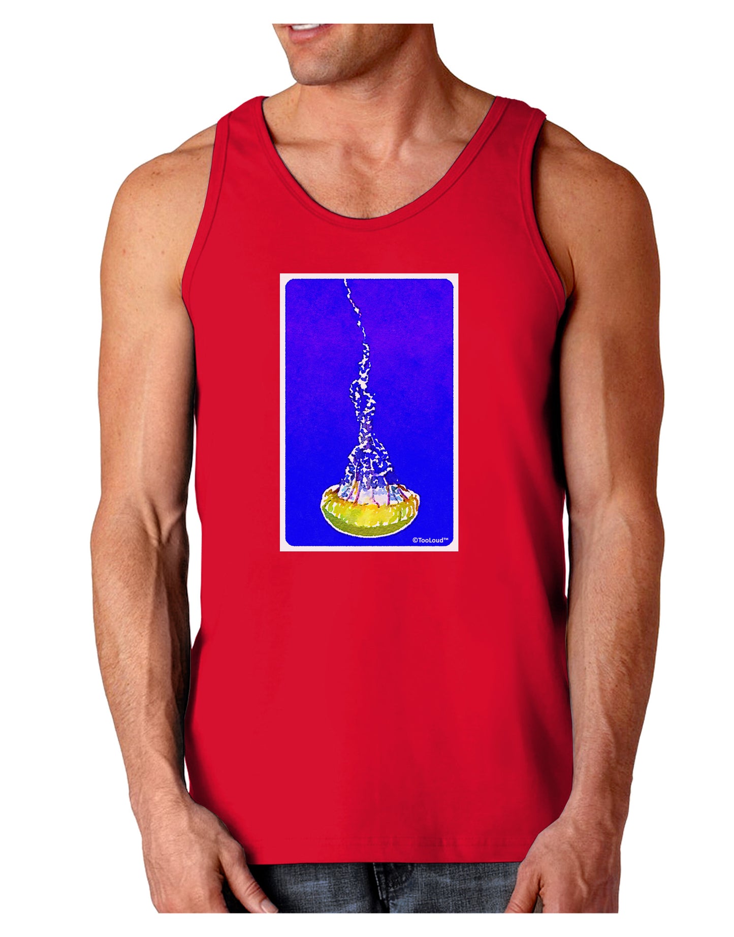 Solo Jellyfish Watercolor Dark Loose Tank Top-Mens Loose Tank Top-TooLoud-Red-Small-Davson Sales