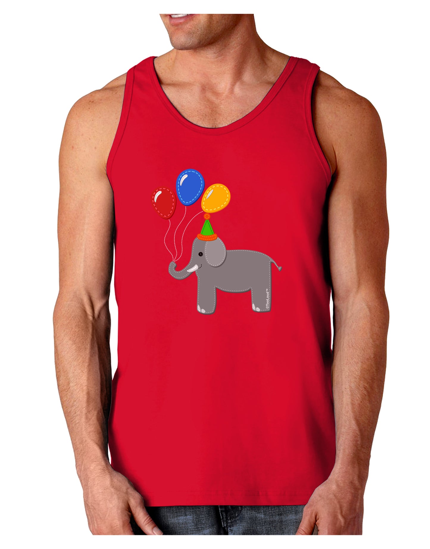 Cute Elephant with Balloons Dark Loose Tank Top-Mens Loose Tank Top-TooLoud-Red-Small-Davson Sales