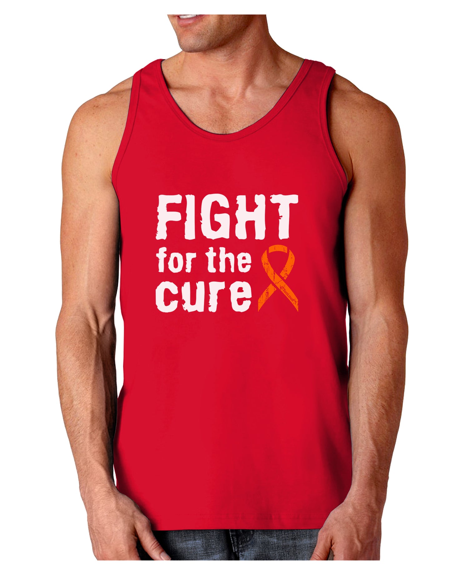 Fight for the Cure - Orange Ribbon Leukemia Dark Loose Tank Top-Mens Loose Tank Top-TooLoud-Red-Small-Davson Sales