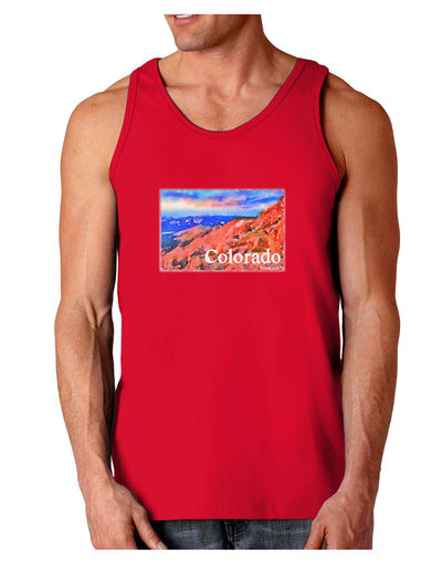 Colorado Mtn Sunset Soaked WaterColor Dark Loose Tank Top-Mens Loose Tank Top-TooLoud-Red-Small-Davson Sales