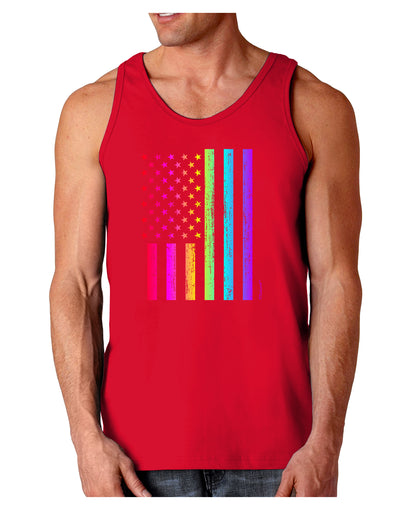 American Pride - Rainbow Flag Dark Loose Tank Top-Mens Loose Tank Top-TooLoud-Red-Small-Davson Sales