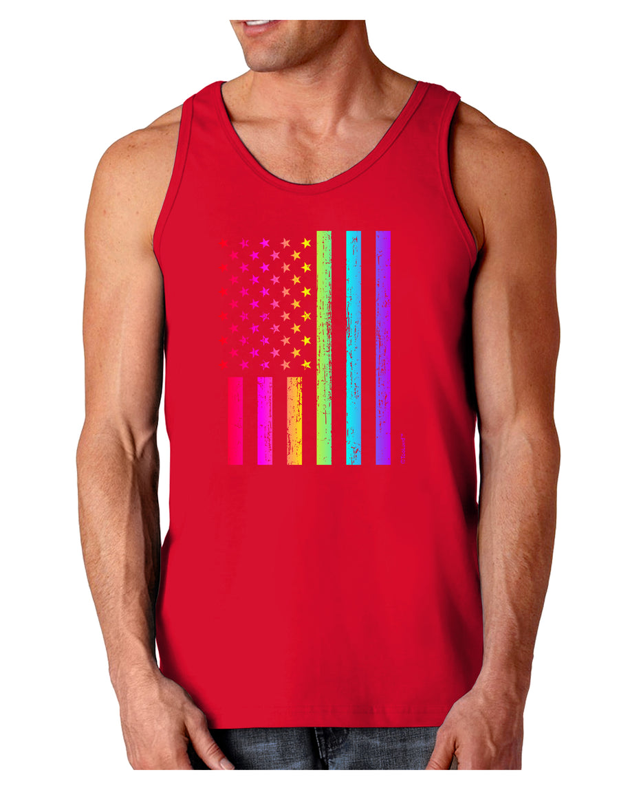 American Pride - Rainbow Flag Dark Loose Tank Top-Mens Loose Tank Top-TooLoud-Black-Small-Davson Sales