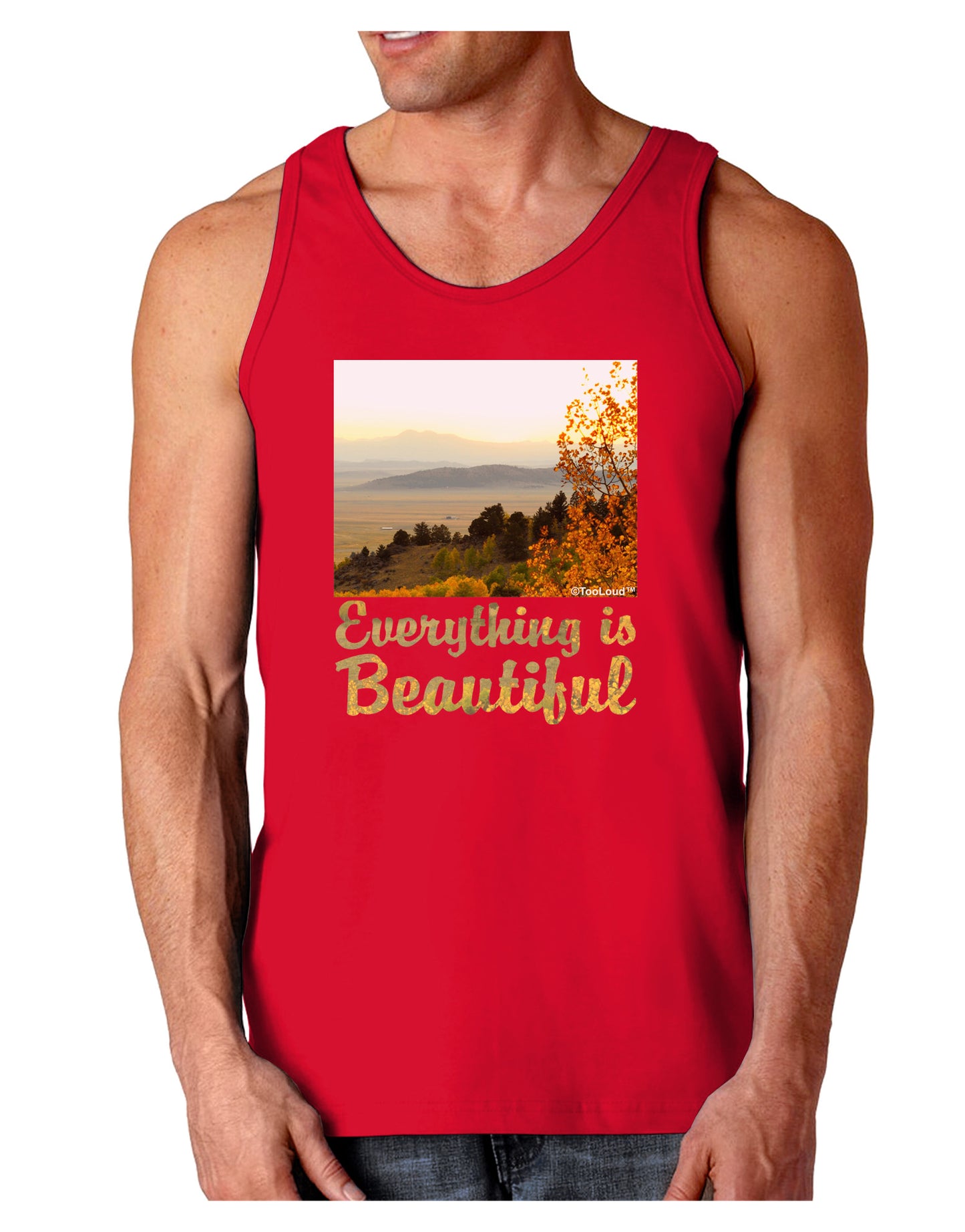 Everything is Beautiful - Sunrise Dark Loose Tank Top by-Mens Loose Tank Top-TooLoud-Red-Small-Davson Sales