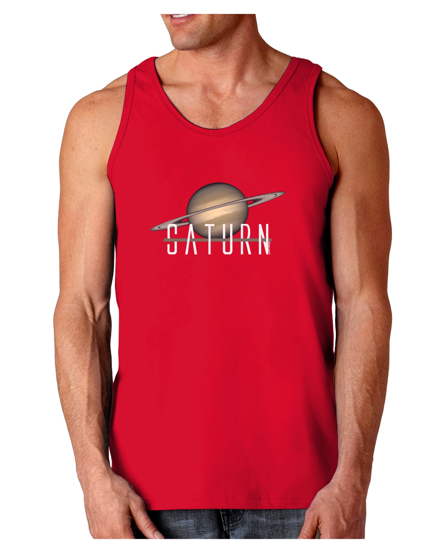 Planet Saturn Text Dark Loose Tank Top-Mens Loose Tank Top-TooLoud-Red-Small-Davson Sales
