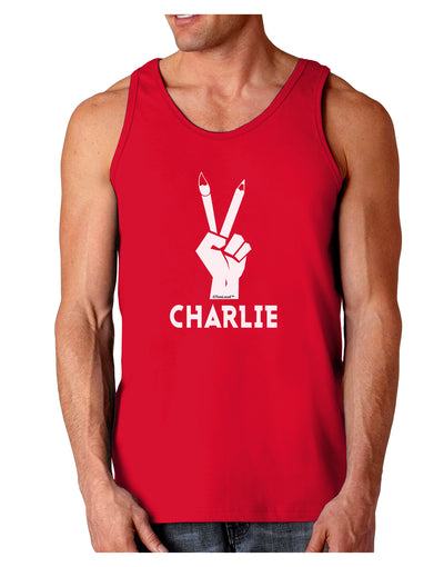 Hand Peace Sign - Charlie Design Dark Loose Tank Top by TooLoud-Mens Loose Tank Top-TooLoud-Red-Small-Davson Sales