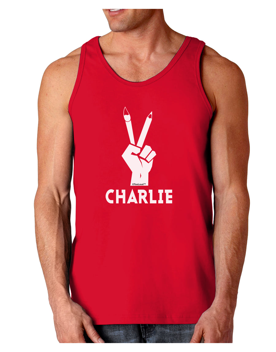 Hand Peace Sign - Charlie Design Dark Loose Tank Top by TooLoud-Mens Loose Tank Top-TooLoud-Black-Small-Davson Sales