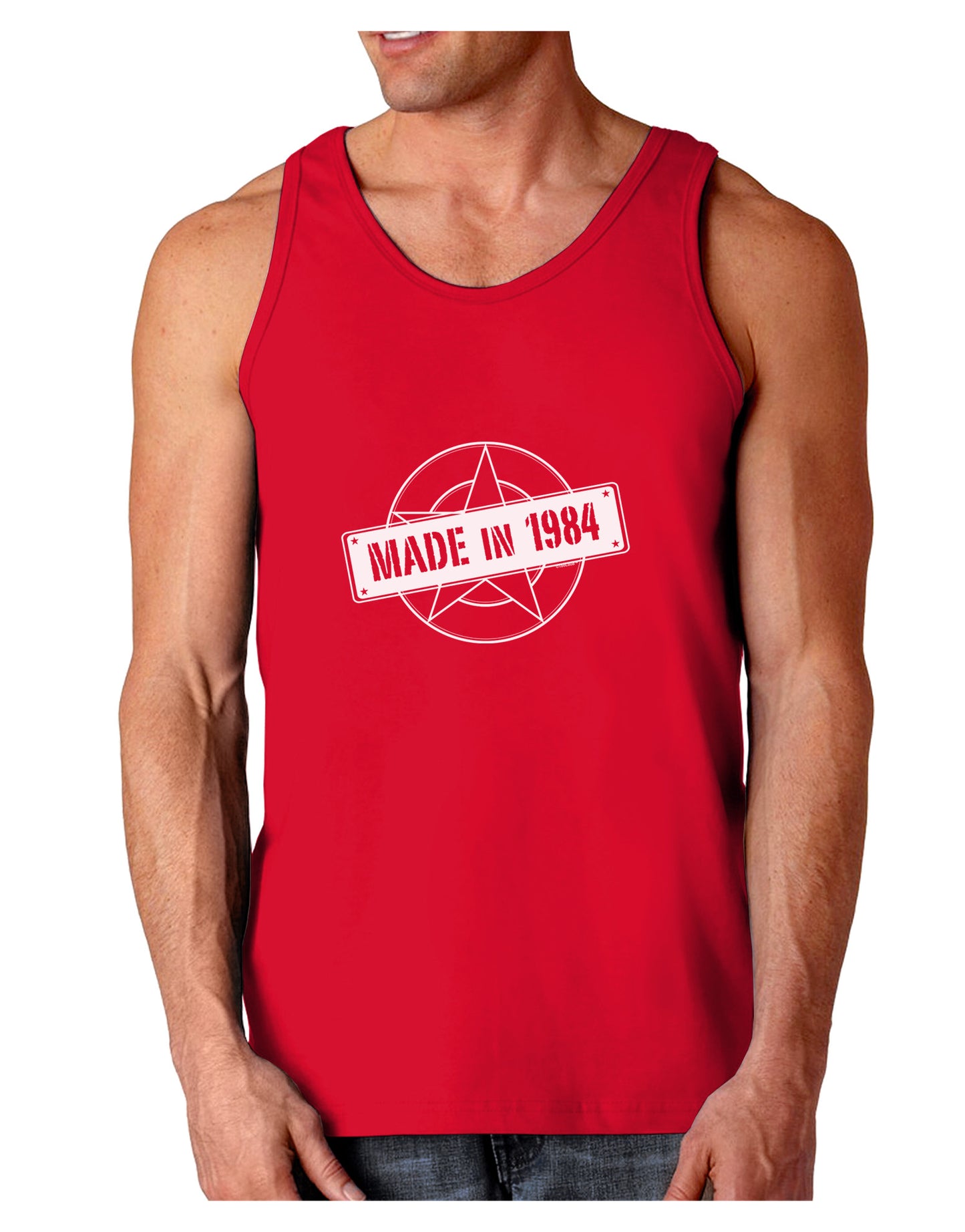 Made In Birth Year 1984 Dark Loose Tank Top-Mens Loose Tank Top-TooLoud-Red-Small-Davson Sales