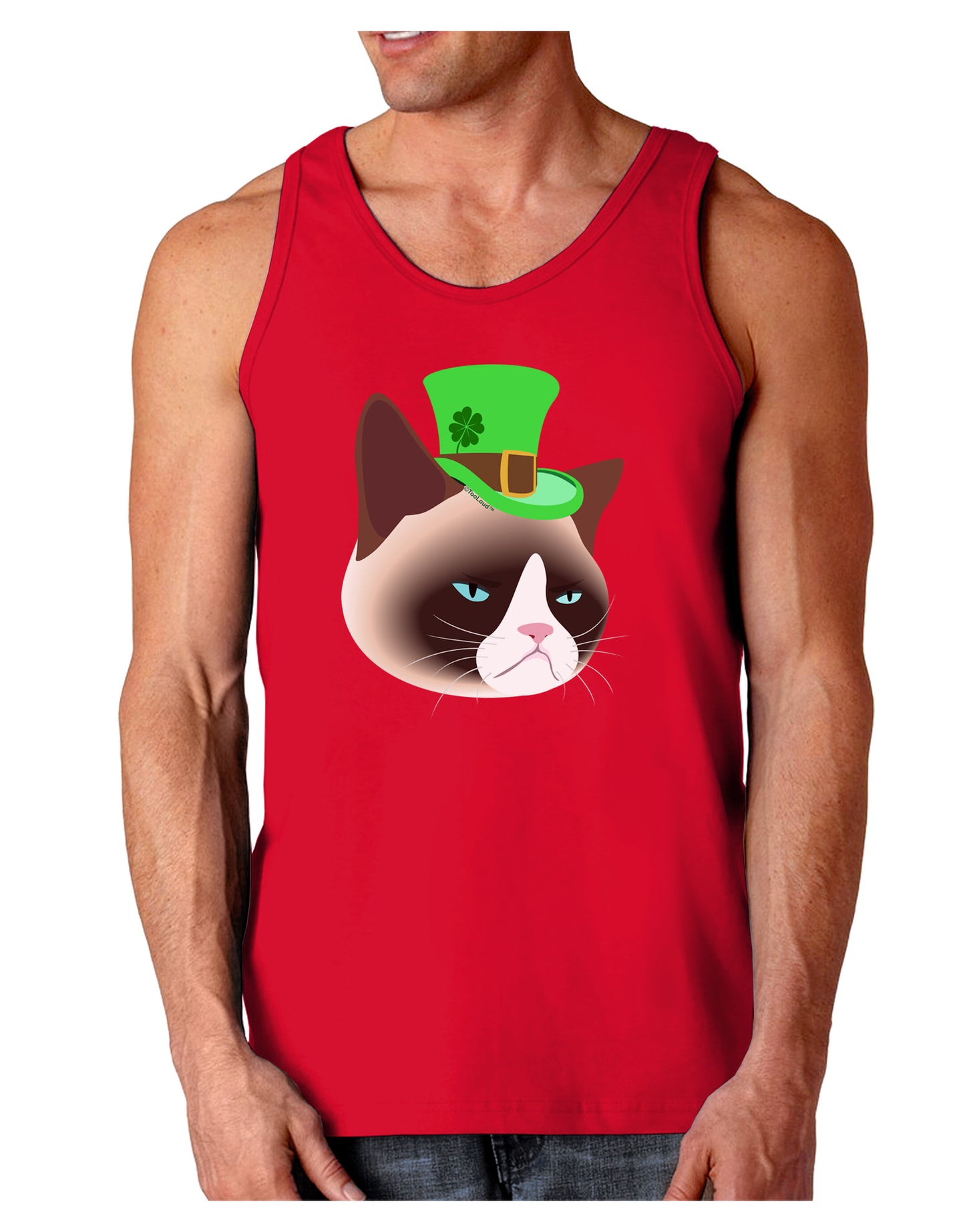 Leprechaun Disgruntled Cat Dark Loose Tank Top-Mens Loose Tank Top-TooLoud-Red-Small-Davson Sales