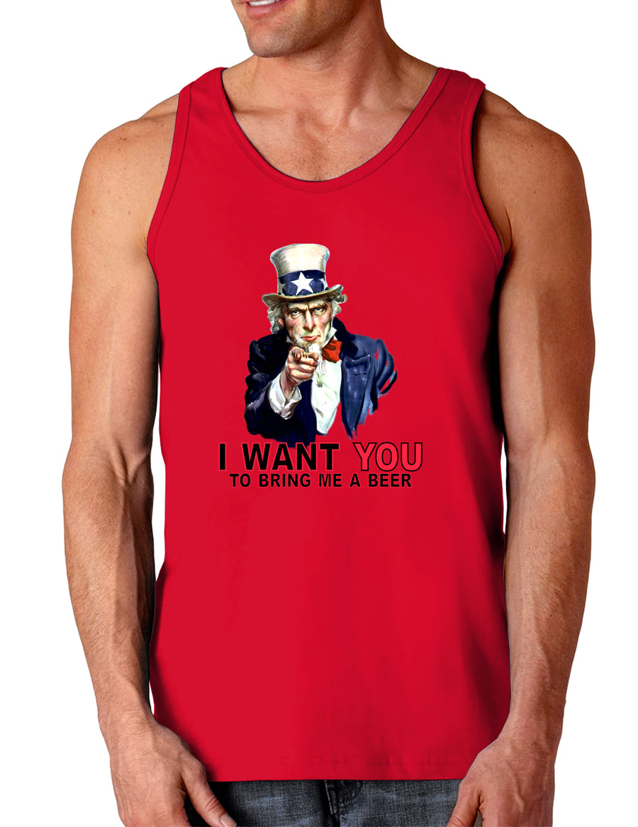 Uncle Sam I Want You to Bring me a Beer Dark Loose Tank Top-Mens Loose Tank Top-TooLoud-Black-Small-Davson Sales