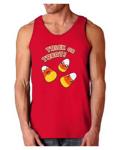 TooLoud Trick or Treat Cute Candy Corn Halloween Dark Loose Tank Top-Mens Loose Tank Top-TooLoud-Red-Small-Davson Sales