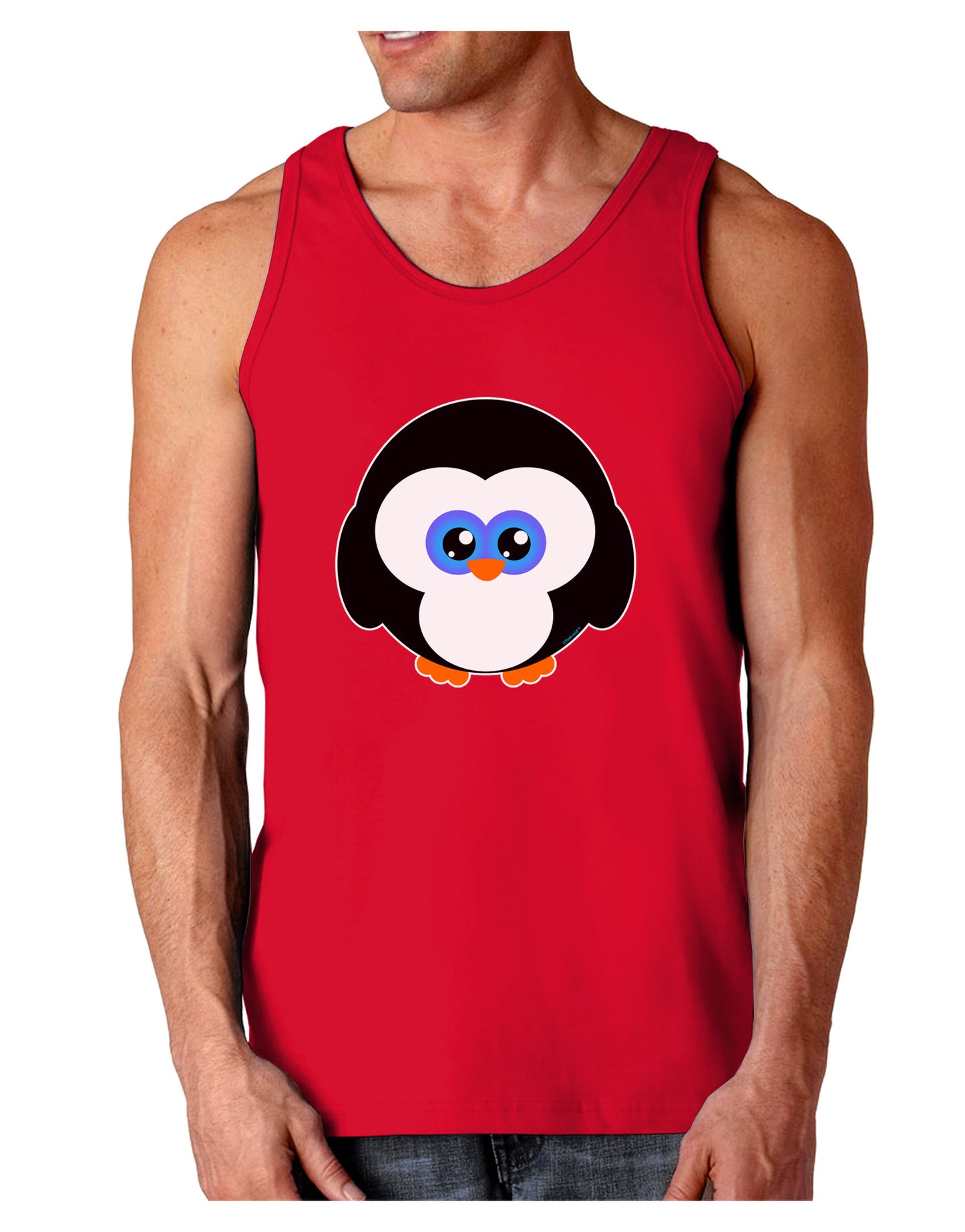Cute Penguin Christmas Dark Loose Tank Top-Mens Loose Tank Top-TooLoud-Red-Small-Davson Sales