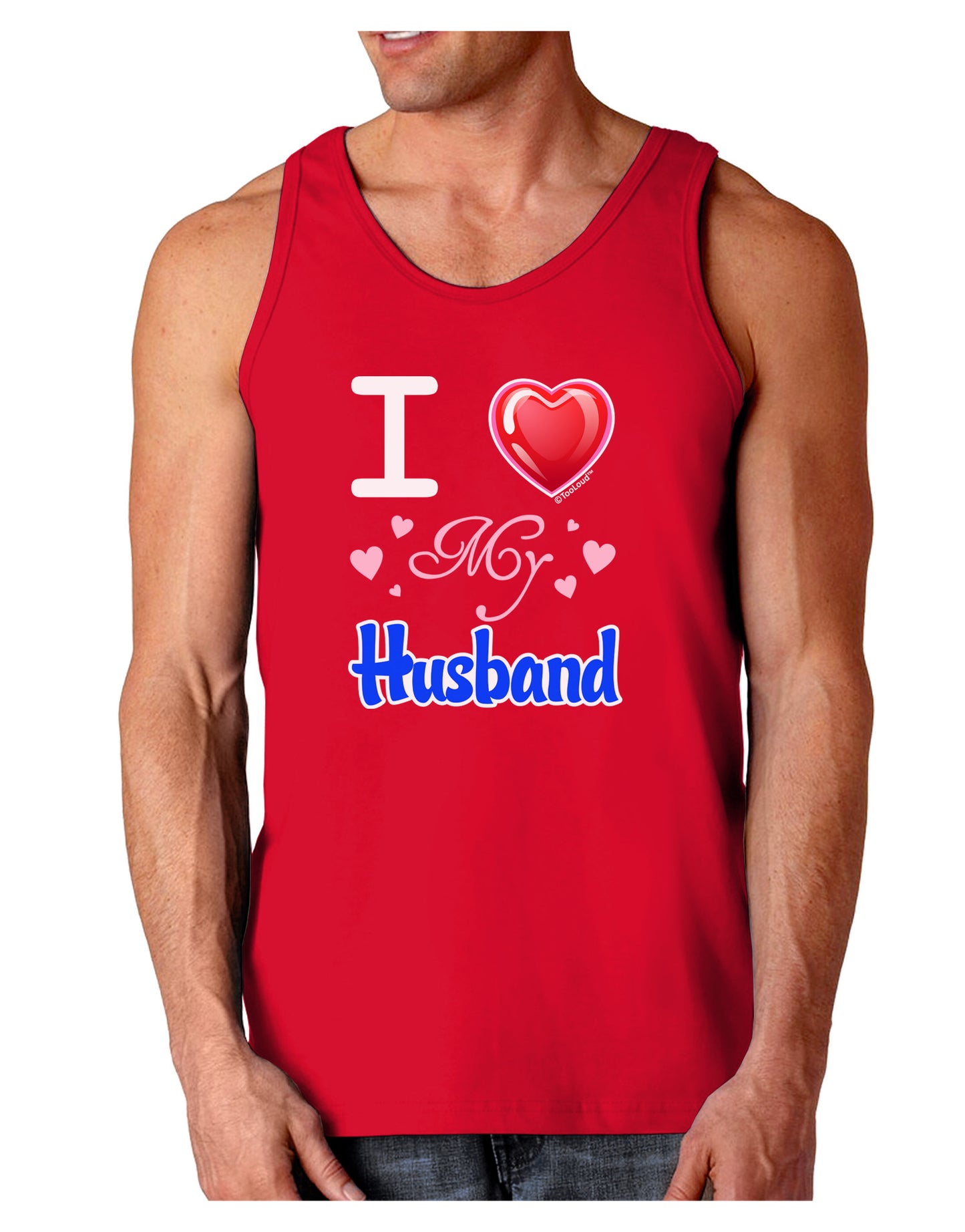 I Love Heart My Husband Dark Loose Tank Top-Mens Loose Tank Top-TooLoud-Red-Small-Davson Sales