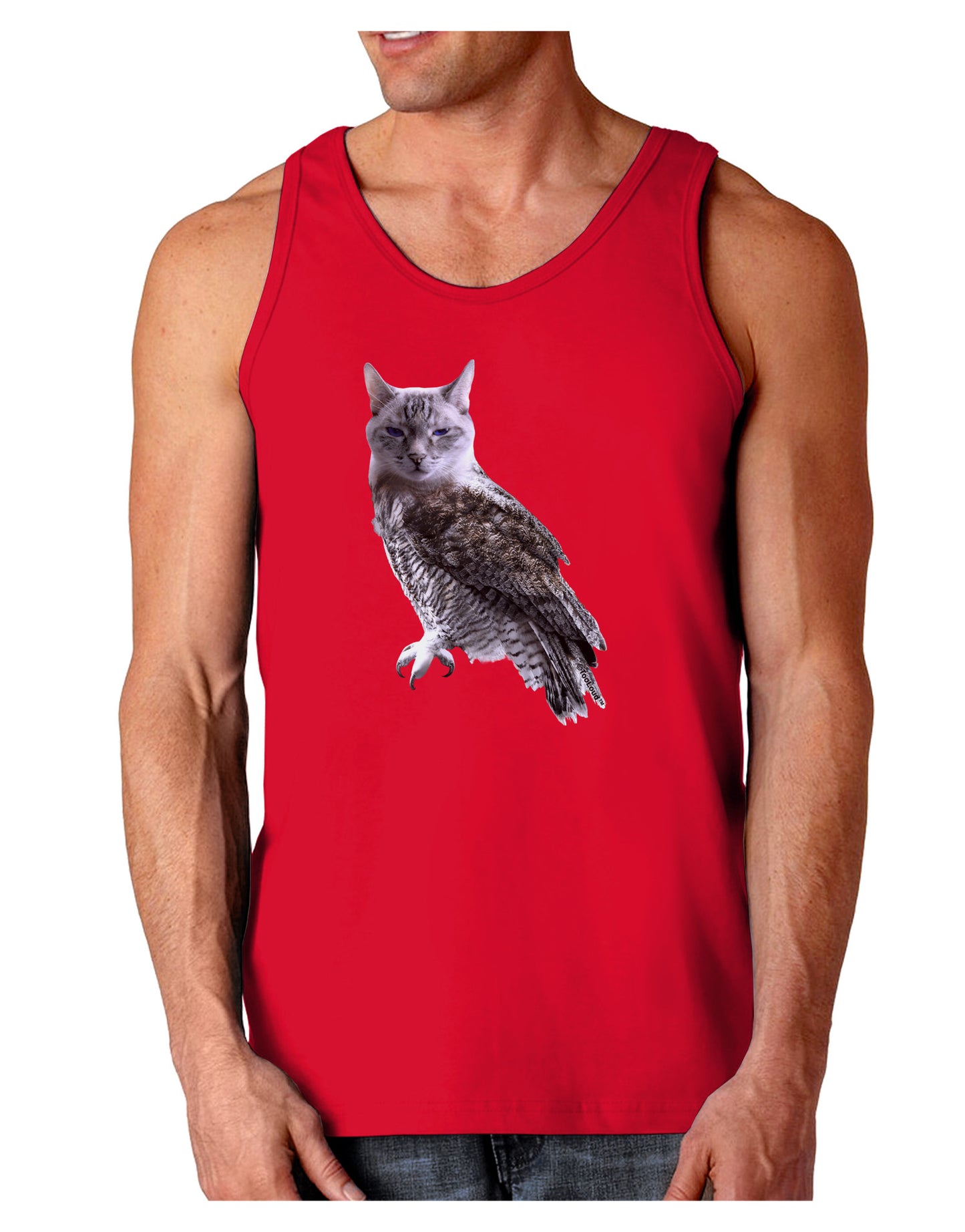 Lucky Cat Owl Dark Loose Tank Top-Mens Loose Tank Top-TooLoud-Red-Small-Davson Sales