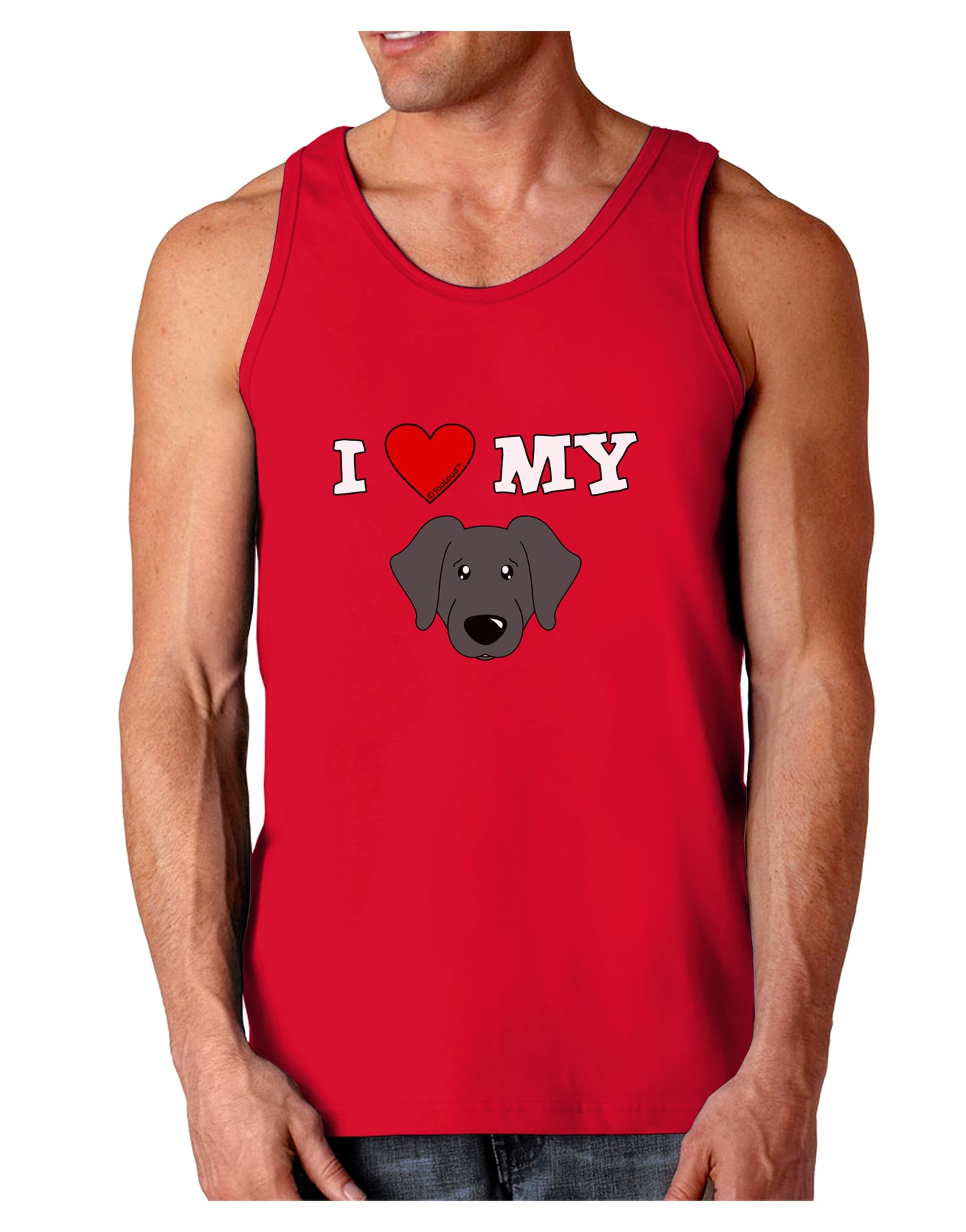 I Heart My - Cute Black Labrador Retriever Dog Dark Loose Tank Top by TooLoud-Mens Loose Tank Top-TooLoud-Red-Small-Davson Sales