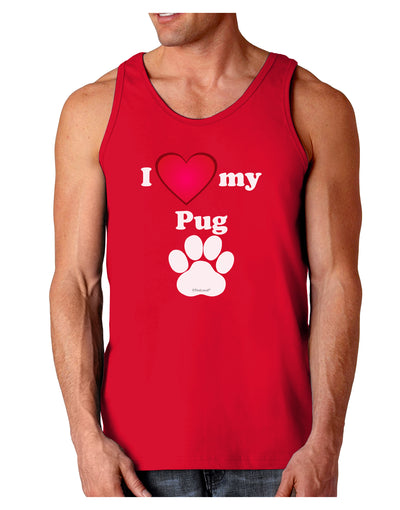 I Heart My Pug Dark Loose Tank Top by TooLoud-Mens Loose Tank Top-TooLoud-Red-Small-Davson Sales