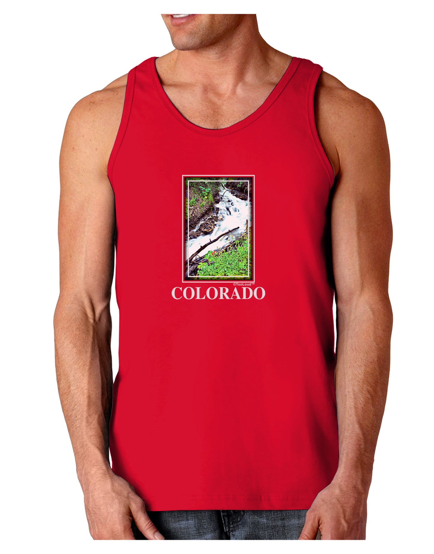 Colorado White River Text Dark Loose Tank Top-Mens Loose Tank Top-TooLoud-Red-Small-Davson Sales