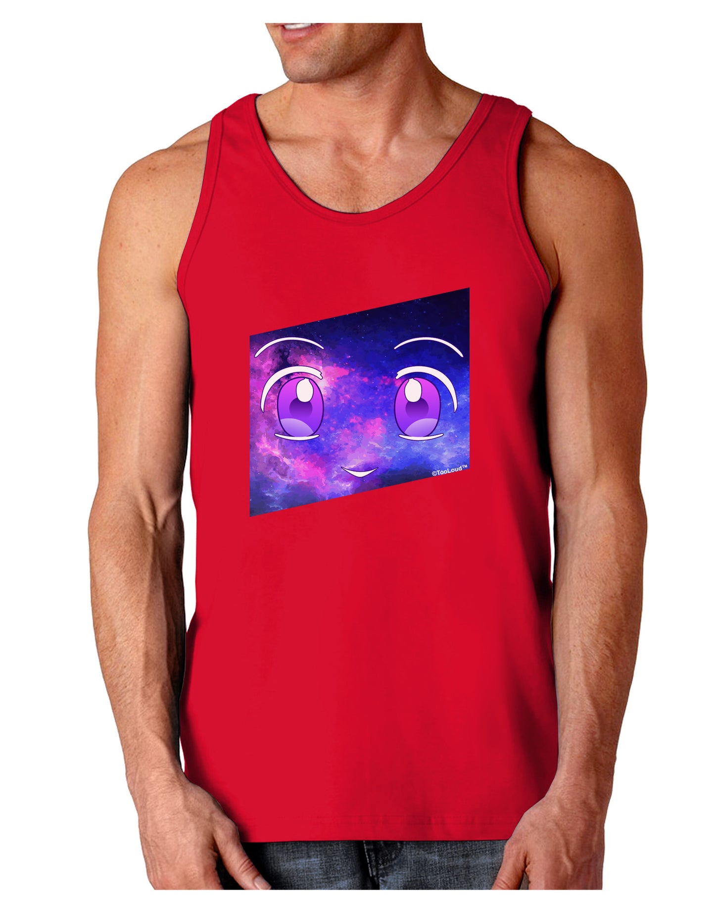 Cute Cosmic Eyes Dark Loose Tank Top-Mens Loose Tank Top-TooLoud-Red-Small-Davson Sales